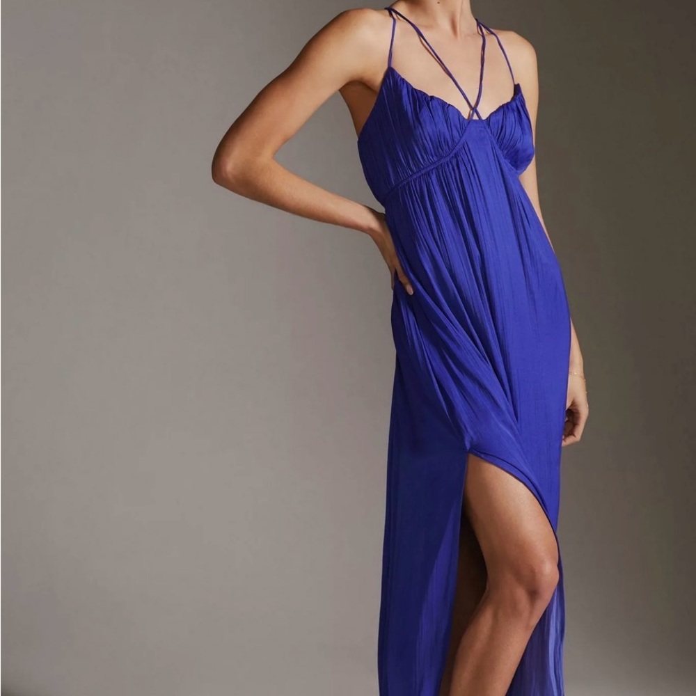 Anthropologie Electric Blue Strappy Maxi Dress